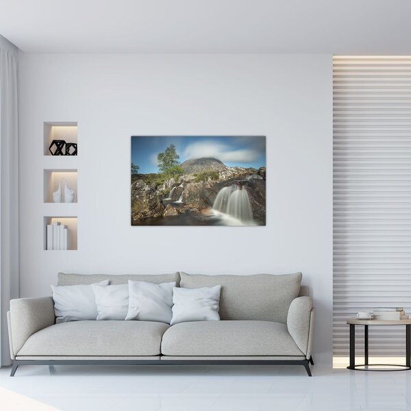 Vízesések és hegyek képe (90x60 cm)