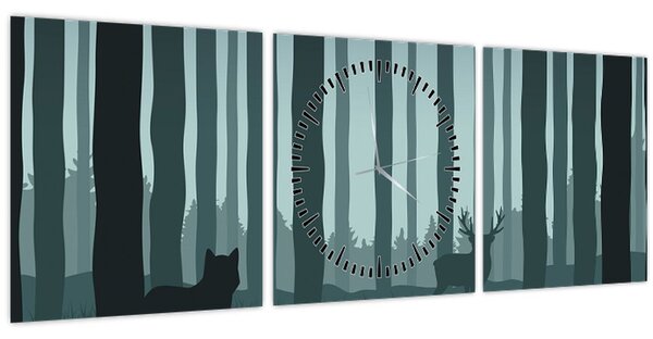 Kép - Szarvas farkassal a sziklák között (órával) (90x30 cm)