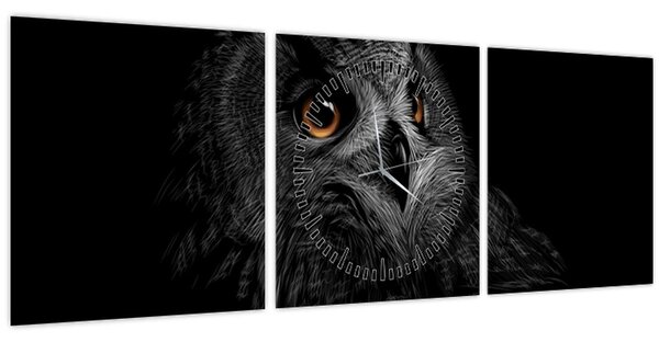 Kép - bagoly, ábra (órával) (90x30 cm)