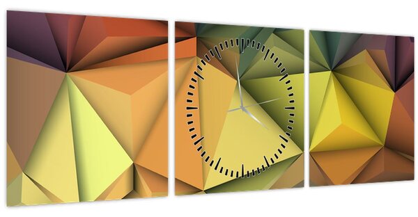 Kép - Sokszögű 3D absztrakció (órával) (90x30 cm)