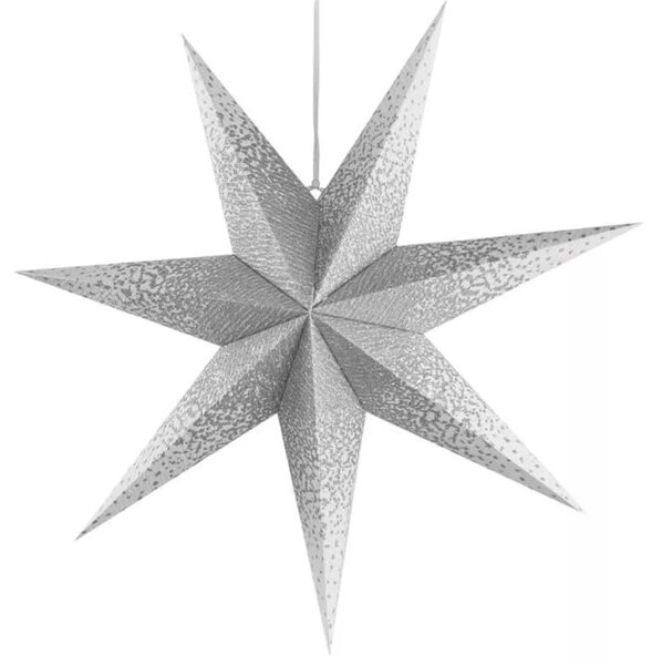 Karácsonyi függeszhető csillogó papírcsillag, ezüst, 60 cm, 1xE14 foglalattal