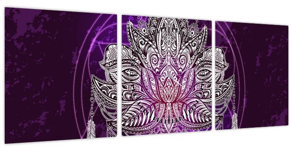 Kép - lótusz (órával) (90x30 cm)
