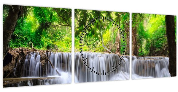 Kép egy vízesésről Kanchanaburiban, Thaiföldön (órával) (90x30 cm)