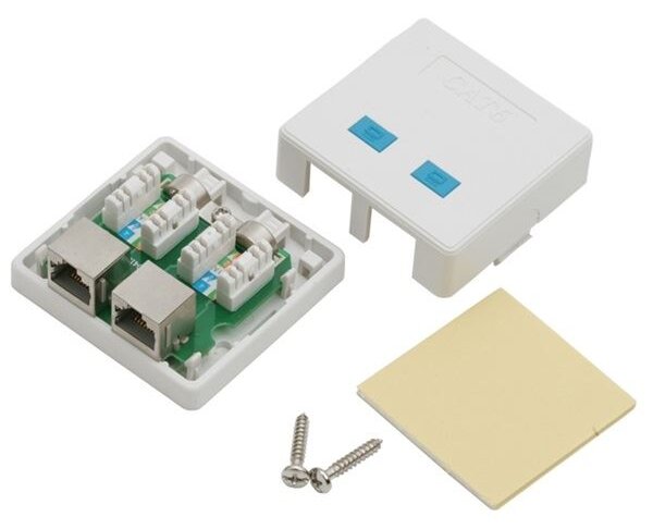 VEZ Fali aljzat Cat5e, FTP, 2xRJ45, árnyékolt, fehér (05397)