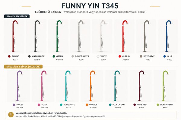Funny Yin T345 kerti zuhany nagy zuhanyfejjel kézi zuhannyal