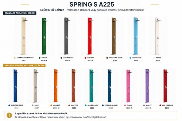 Spring S A225 egyenes kerti hideg-meleg vizes zuhany lábmosóval