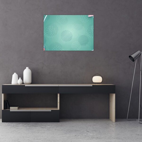 Kép - Körök virággal (üvegen) (70x50 cm)