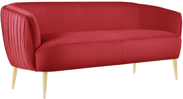 MICADONI Moss 179 cm-es vörös bársony kétüléses kanapé arany alappal
