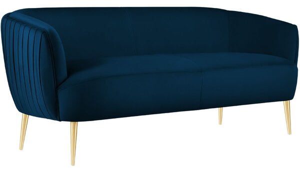 MICADONI Moss 179 cm-es kék bársony kétüléses kanapé arany alappal