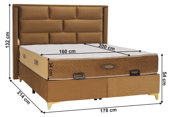 KONDELA Boxspring ágy 160x200, világosbarna, GOLDBIA