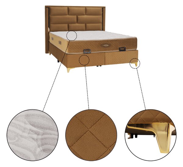 KONDELA Boxspring ágy 160x200, világosbarna, GOLDBIA