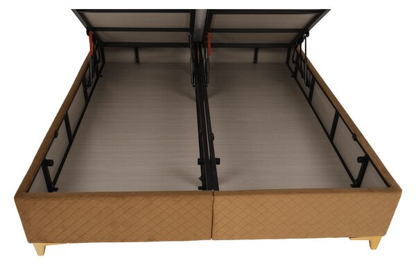 KONDELA Boxspring ágy 160x200, világosbarna, GOLDBIA