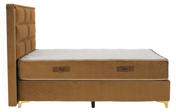 KONDELA Boxspring ágy 160x200, világosbarna, GOLDBIA