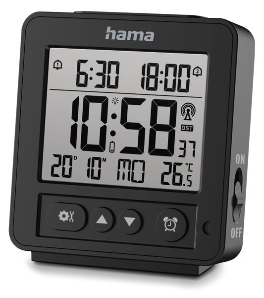 Hama 00185895 Rhodos LCD Rádiójel vezérelt Ébresztőóra - Fekete
