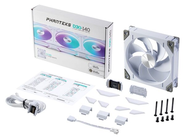 Phanteks PH-F140D30 140MM SINGLE Reverse White ház hűtő ventilátor fehér (PH-F140D30R_DRGB_PWM_WT01)
