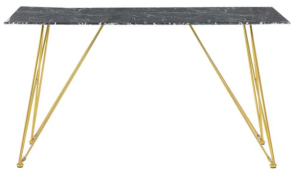 Étkezőasztal KENTON Fekete márvány 140 cm 80 cm Edzett üveg