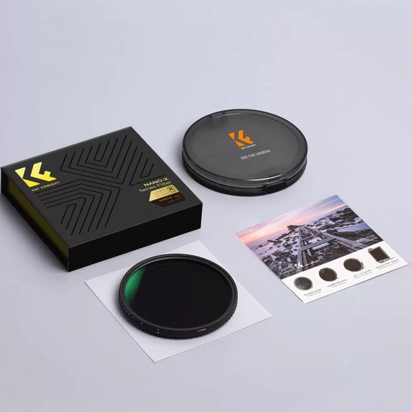 K-F CONCEPT NANO-X VARIO ND 2-32 szűrő W/O Black cross vízlepergető karcálló + 3db törlőkendő 37mm
