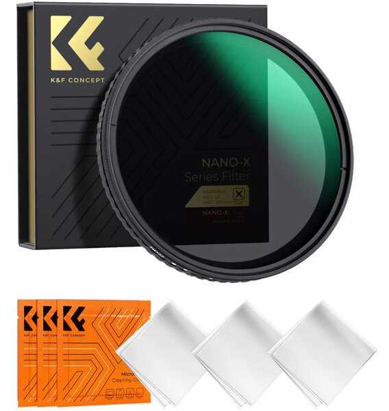 K-F CONCEPT NANO-X VARIO ND 2-32 szűrő W/O Black cross vízlepergető karcálló + 3db törlőkendő 37mm