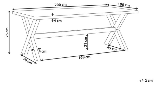Kerti asztal OLBIA 200 cm 100 cm Beton Fehér