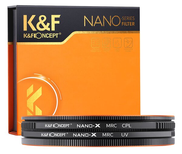 K-F CONCEPT NANO-X series MCUV + CPL szűrő vízlepergető karcálló + fém objektívsapka 49mm