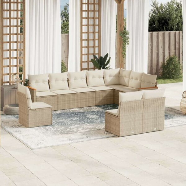 VidaXL Polyrattan Kerti Ülőgarnitúra - 10 részes - Bézs