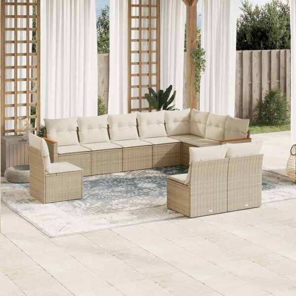 VidaXL Polyrattan Kerti Ülőgarnitúra - 10 részes - Bézs