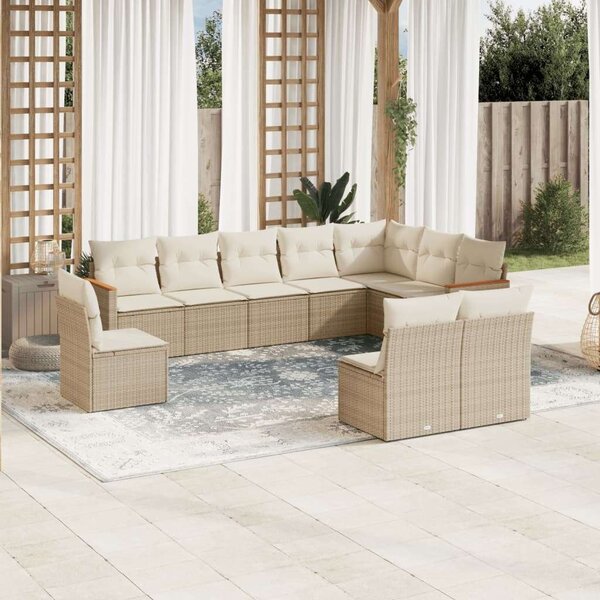 VidaXL Polyrattan Kerti Ülőgarnitúra - 10 részes - Bézs