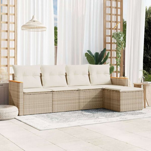 VidaXL Polyrattan Kerti Ülőgarnitúra - 5 részes - Bézs
