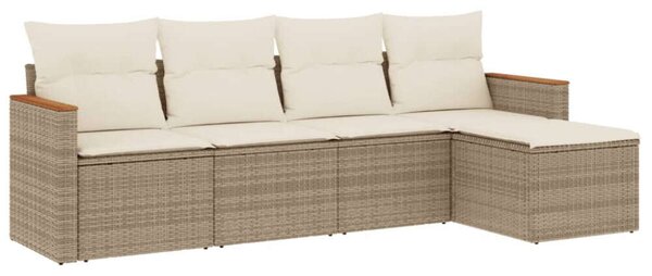 VidaXL Polyrattan Kerti Ülőgarnitúra - 5 részes - Bézs