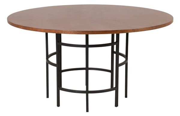 Asztal Dallas 243, Barna, Fekete, 74cm, Közepes sűrűségű farostlemez, Természetes fa furnér, Fém