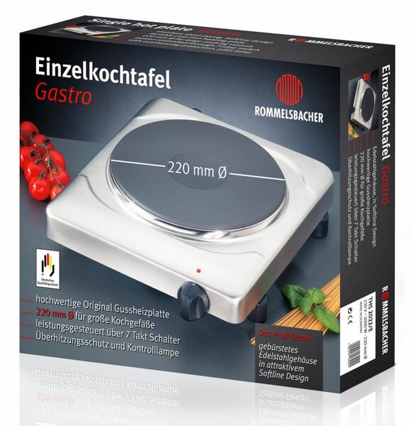 Rommelsbacher THS 2022/E Elektromos Főzőlap 2000W Rozsdamentes