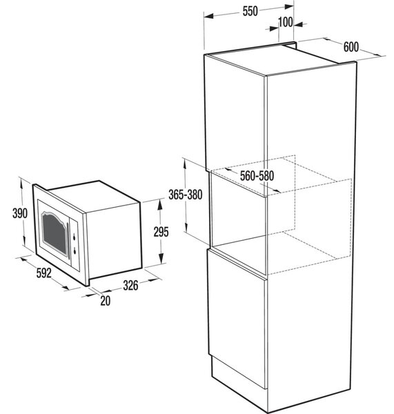 Gorenje BM235CLI 800W 23L beépíthető mikrohullámú sütő