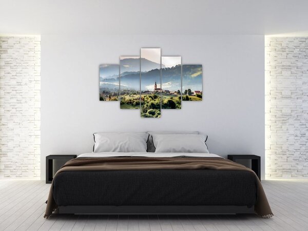 Kép - falu a ködben (150x105 cm)