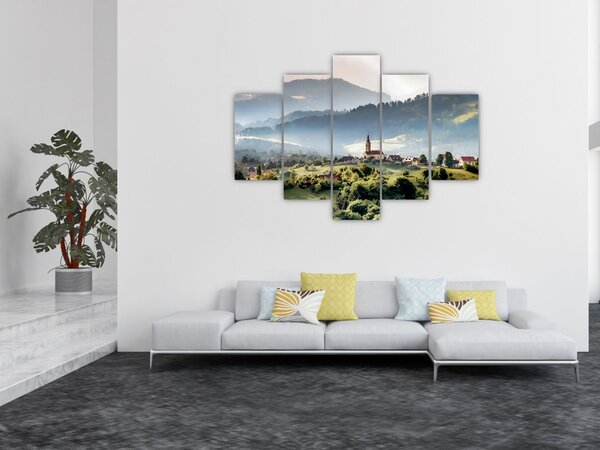 Kép - falu a ködben (150x105 cm)