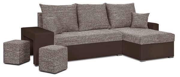 HUBI Kinyitható sarokkanapé Barna/bronz