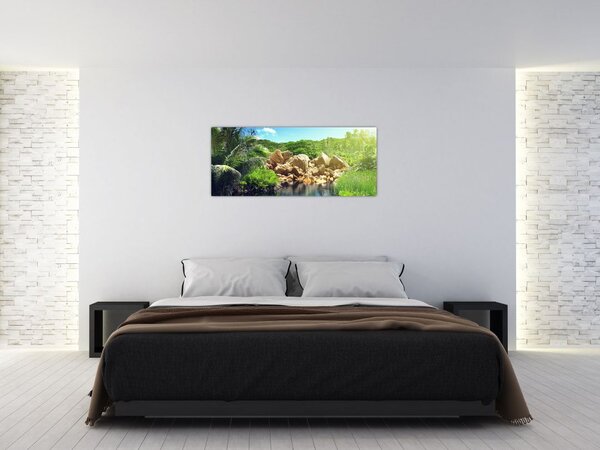 A tó képe a Seychelle-szigetek dzsungelében (120x50 cm)