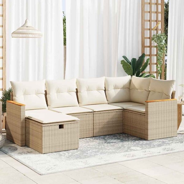 VidaXL Polyrattan Kerti Ülőgarnitúra - 6 részes - Bézs