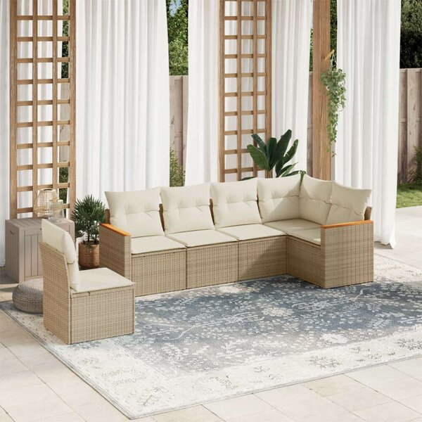 VidaXL Polyrattan Kerti Ülőgarnitúra - 6 részes - Bézs
