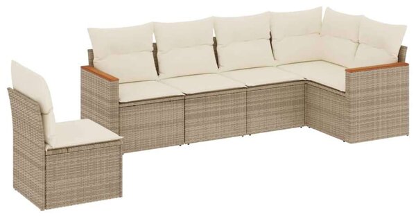 VidaXL Polyrattan Kerti Ülőgarnitúra - 6 részes - Bézs