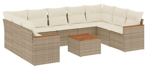 VidaXL Polyrattan Kerti Ülőgarnitúra - 10 részes - Bézs