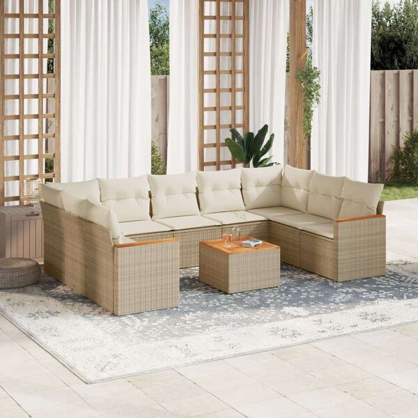 VidaXL Polyrattan Kerti Ülőgarnitúra - 10 részes - Bézs