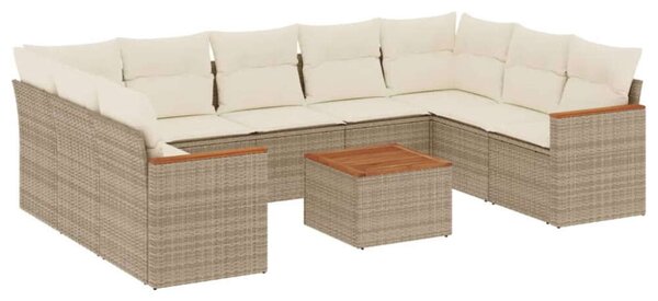 VidaXL Polyrattan Kerti Ülőgarnitúra - 10 részes - Bézs