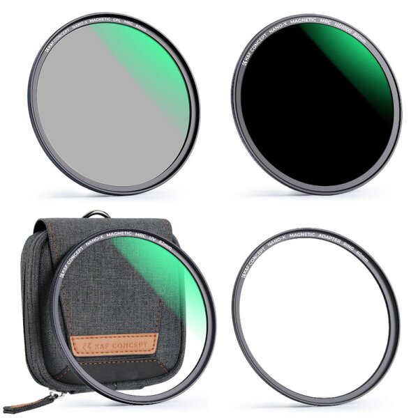 K-F CONCEPT Mágneses adapter + MCUV + CPL + ND1000 szűrő vízlepergető karcálló + tok 49mm