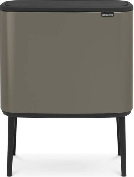 Brabantia Bo Touch Bin nyomófedeles szelektív hulladékgyűjtő, magasított, lábakon álló, műanyag tartály, 3x11L - X méret, acél, platinaszürke - 316043