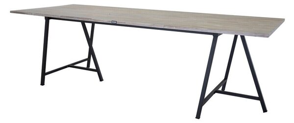 Asztal Dallas 375, Fekete, Szürke, 76x100x250cm, Asztallap anyaga, Fém, Tikfa