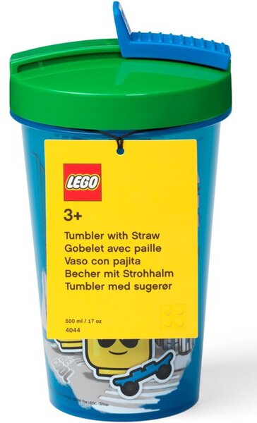 LEGO Coppenhagen 500ml Műanyag gyerek pohár szívószállal - Iconic fiú mintás