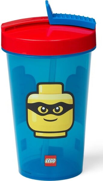 LEGO Coppenhagen 500ml Műanyag gyerek pohár szívószállal - Iconic classic mintás