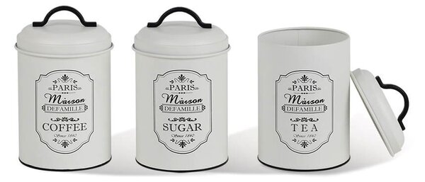 Maestro MR-1771 Paris Maison Fém ételtároló doboz 3 darabos készlet 1,4L - Fehér / mintás