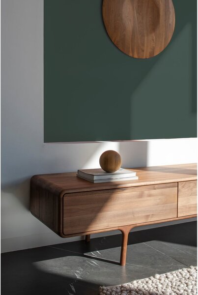 Barna diófa TV-állvány 220x45x45 cm Fawn – Gazzda