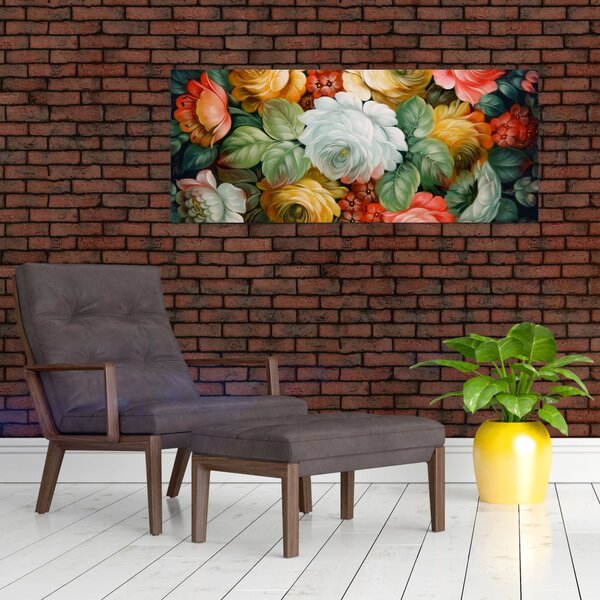 A festett virágcsokor képe (120x50 cm)